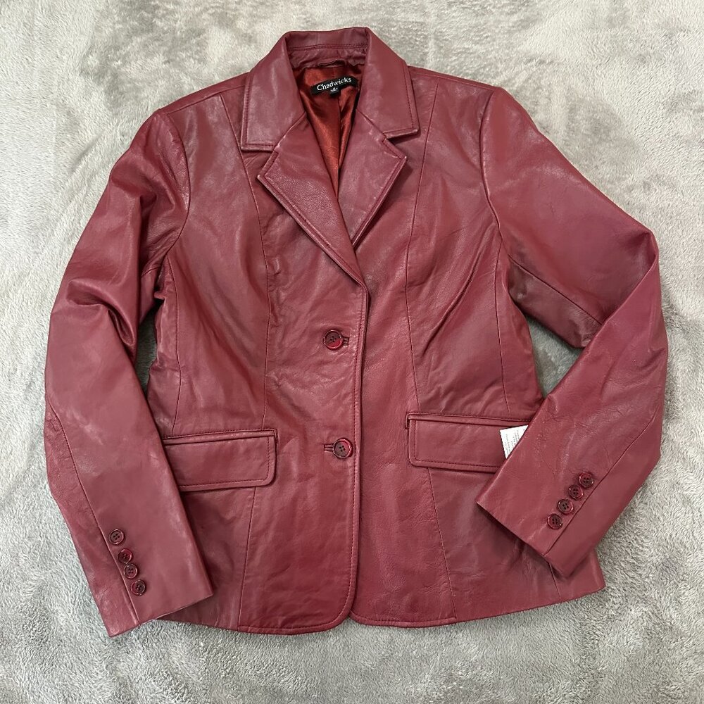 NWT Chadwicks Leather Jacket size 6 Women's Oxblood Red Burgundy